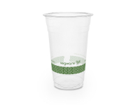 20oz 630ml Standard PLA Cold Cup Green Stripe, Pack 50 - Vegware