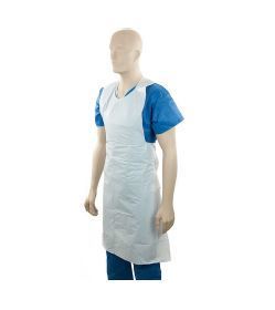 Polyethylene Sleeveless Aprons - White, 800mm x 1400mm x 30mu - Matthews