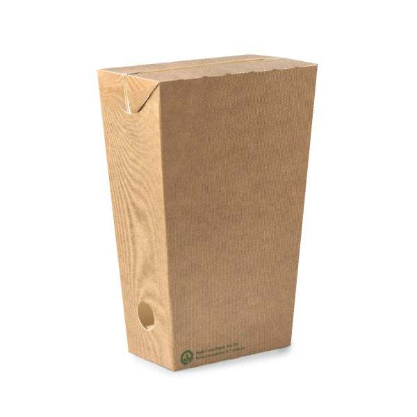 Unlined Large BioBoard Enclosed Chip Box - 38 x 36 x 62 cm - FSC Mix - kraft - BioPak