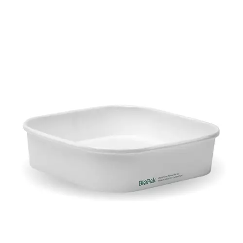 750ml White BioBoard Square Takeaway Base - Biopak