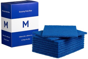 Regular Scouring Pads - Blue, 150mm x 200mm x 8mm Carton 80 *Light Duty - Matthews